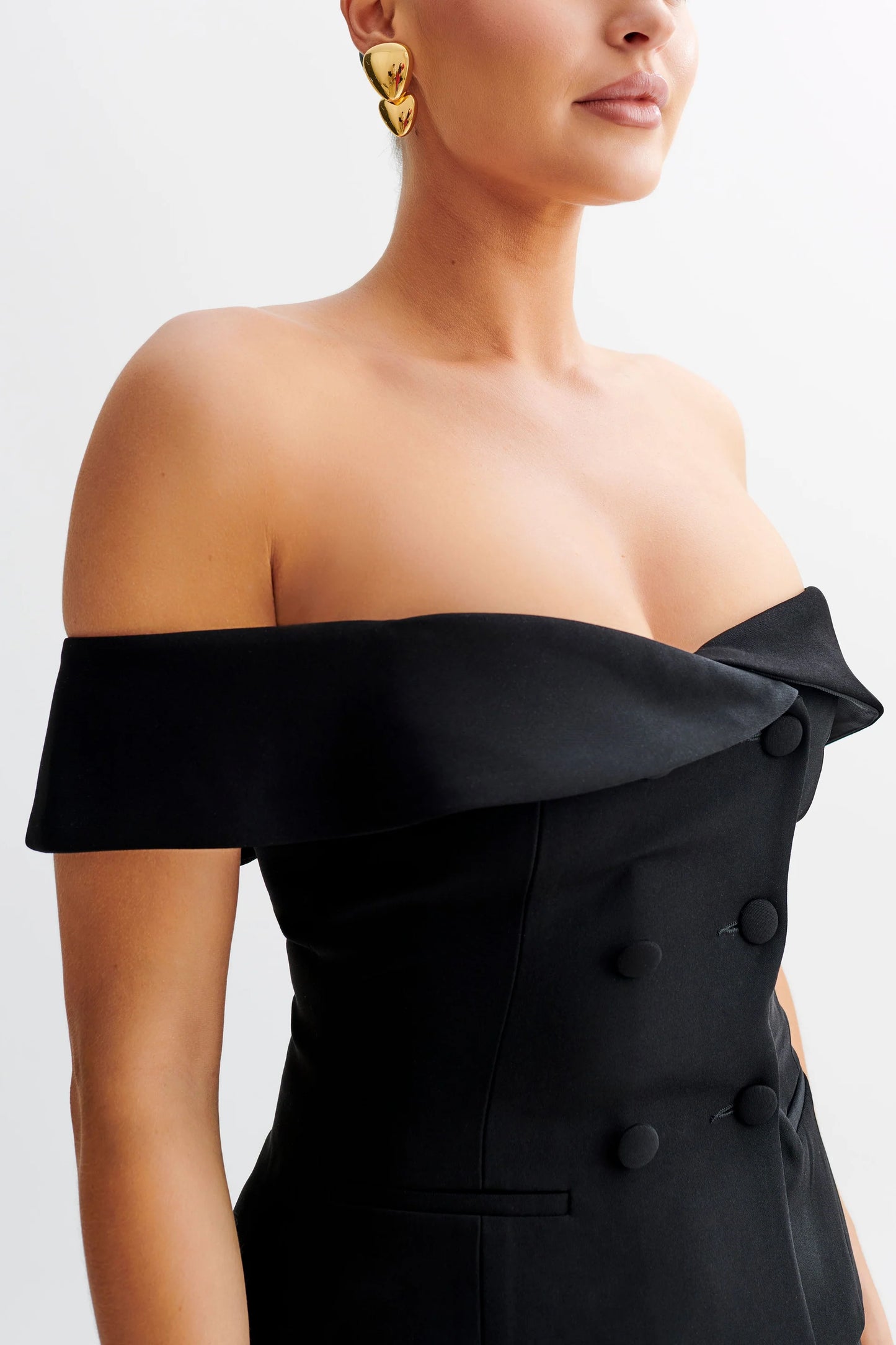 Krista Strapless Suiting Top and Mura Pleated Mini Skirt in Black