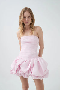 Violette Bubble Hem Mini Dress in Blush