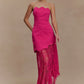 Aleena Satin And Lace Maxi Dress - Dragonfruit