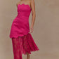 Aleena Satin And Lace Maxi Dress - Dragonfruit