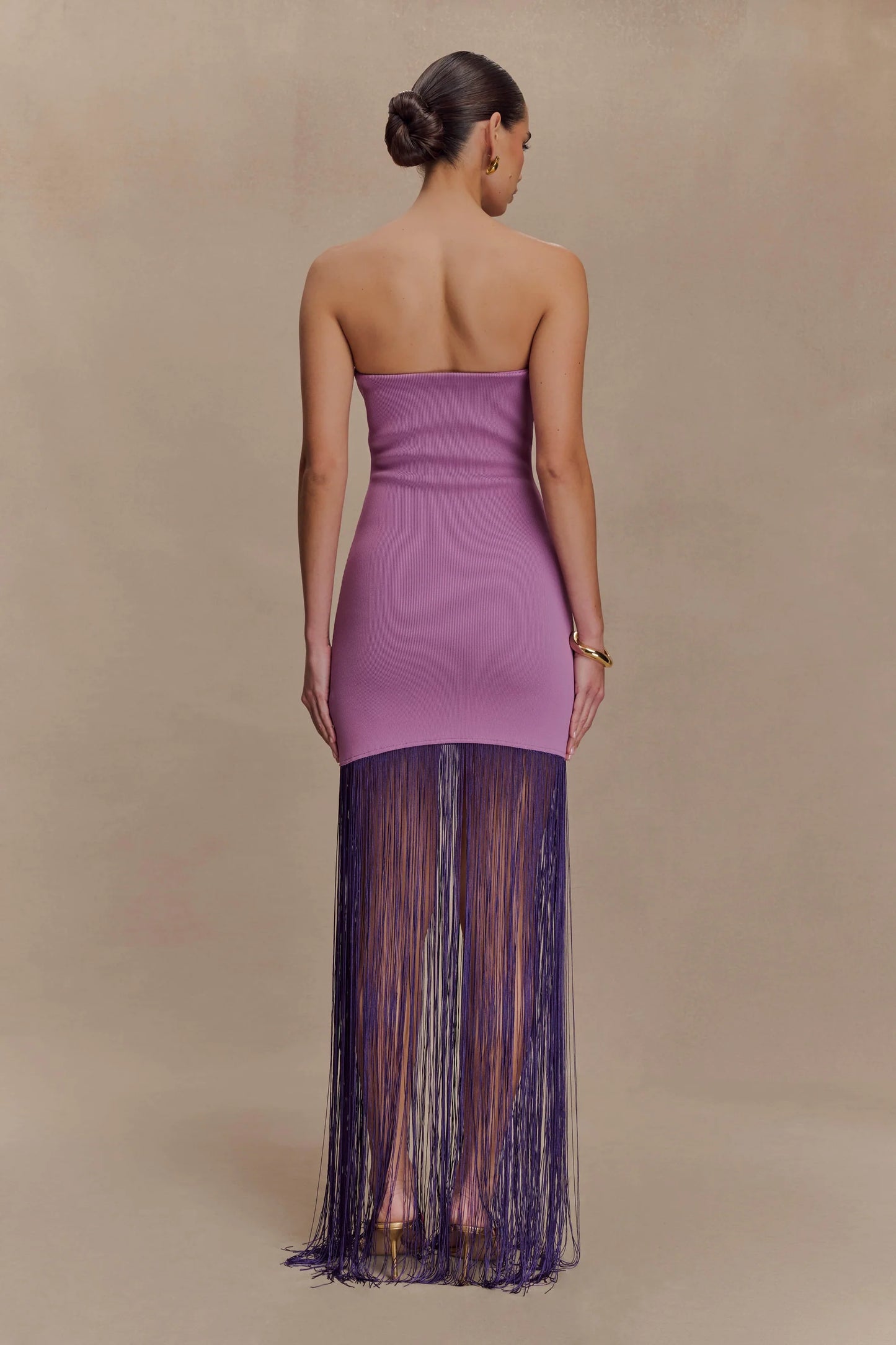 Koah Fringe Bandage Knit Maxi Dress - Purple