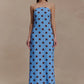 Amaya Strapless Chiffon Maxi Dress - Blue Polka Dot
