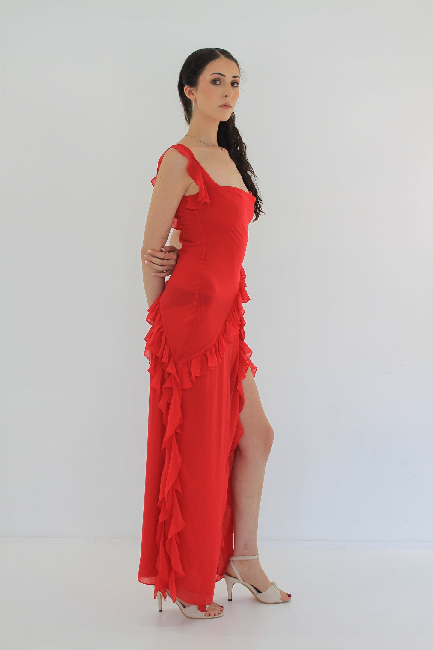 Dress Hire Australia [brand_name] Ariela Cherry Ruffle Maxi Dress - Momentary Wardrobe 