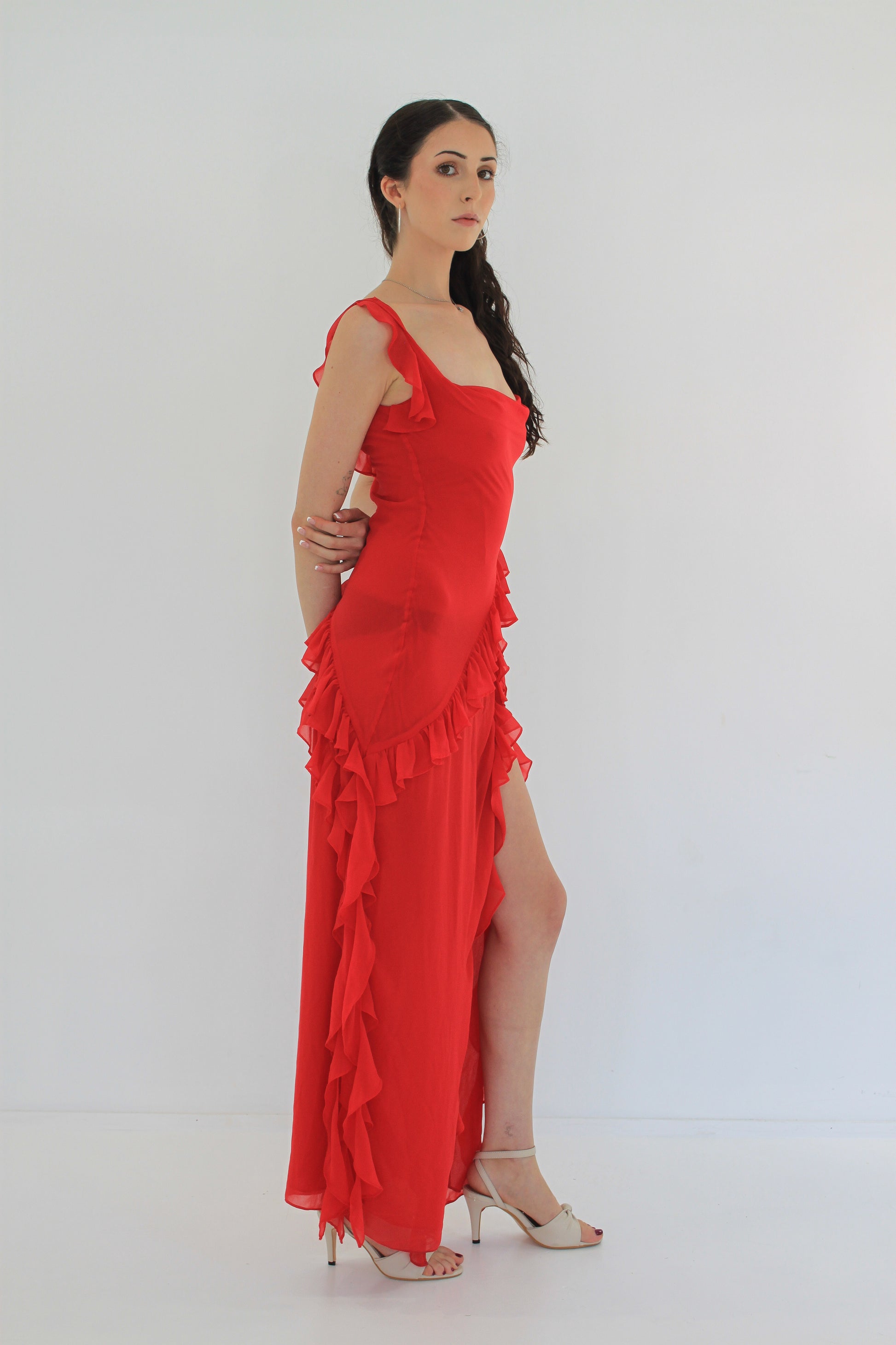 Dress Hire Australia [brand_name] Ariela Cherry Ruffle Maxi Dress - Momentary Wardrobe 