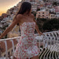 Dress Hire Australia [brand_name] JASMINE Rose Print Draped Strapless Corset Dress - Momentary Wardrobe 