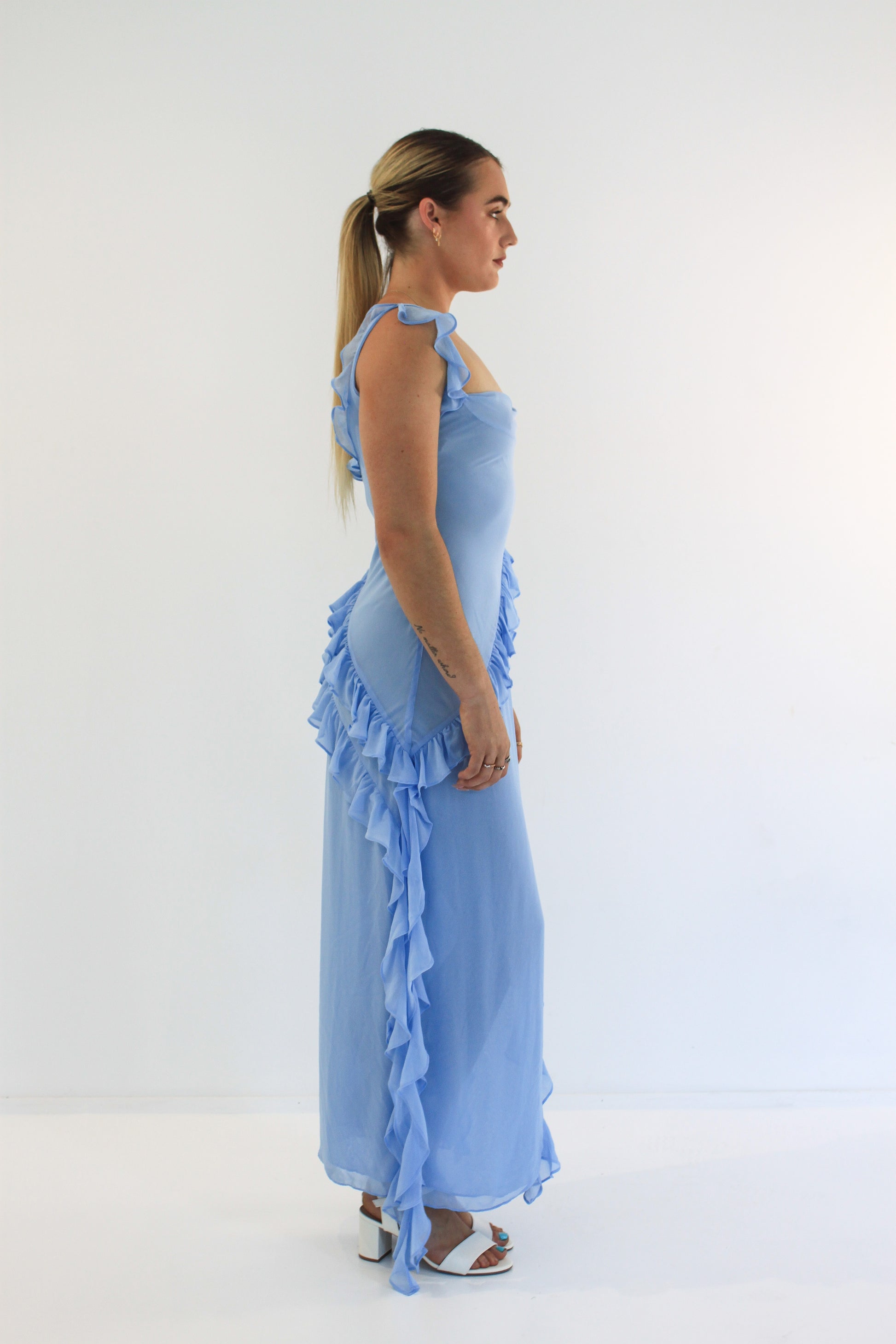 Dress Hire Australia [brand_name] Ariela Soft Blue Ruffle Maxi Dress - Momentary Wardrobe 