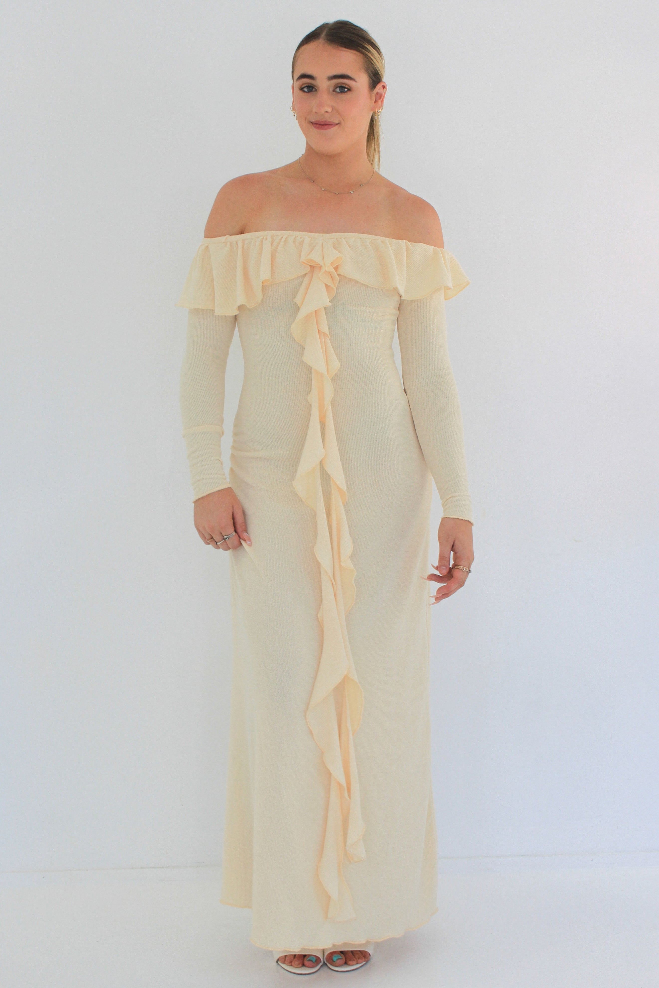 Dress Hire Australia [brand_name] Mila Dress in Buttercream - Momentary Wardrobe 