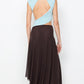 Connie Asym Midi Dress in Artic Blue Choc Brown
