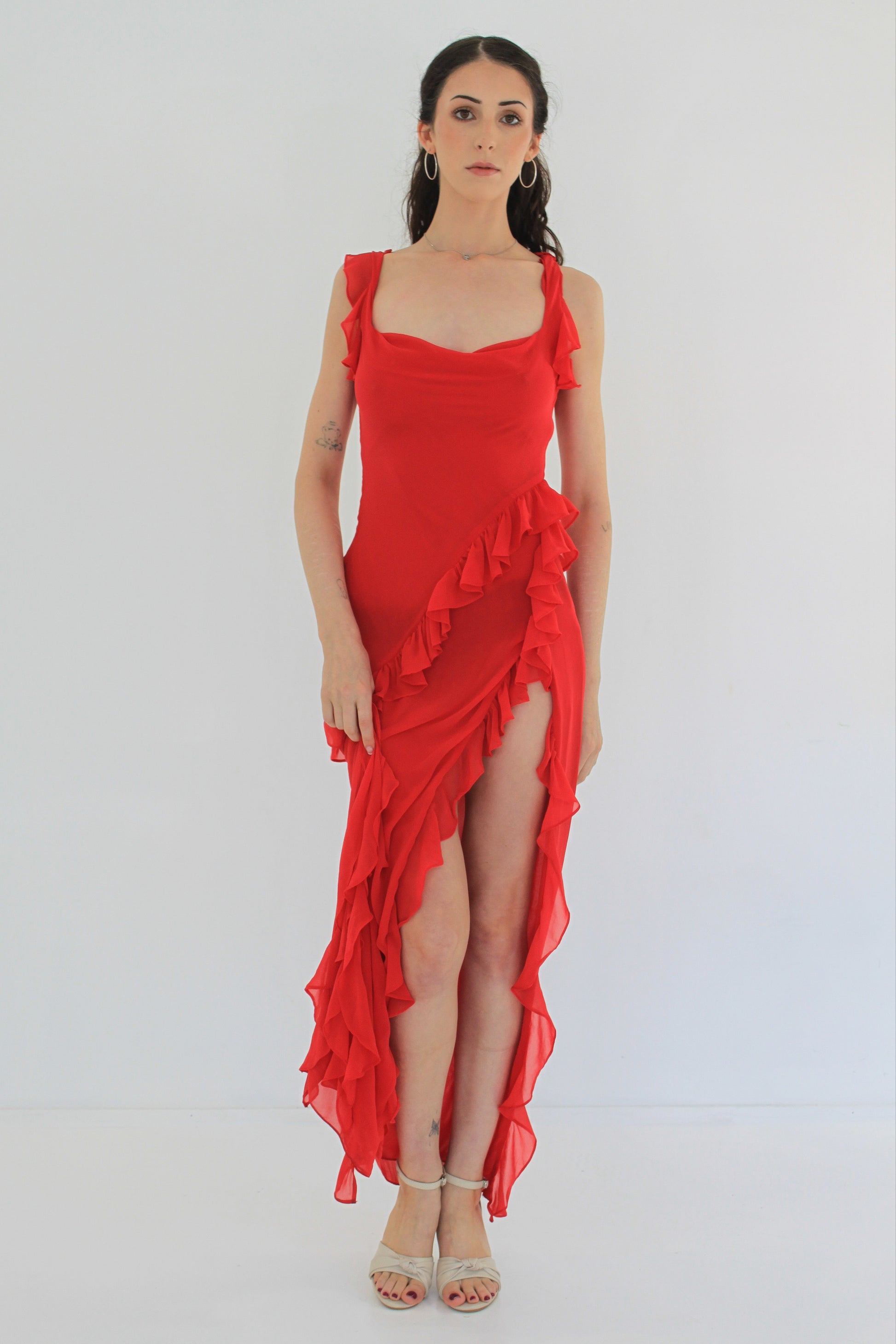 Dress Hire Australia [brand_name] Ariela Cherry Ruffle Maxi Dress - Momentary Wardrobe 