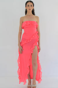 Dress Hire Australia [brand_name] Sarina Fuchsia Ruffle Maxi Dress - Momentary Wardrobe 
