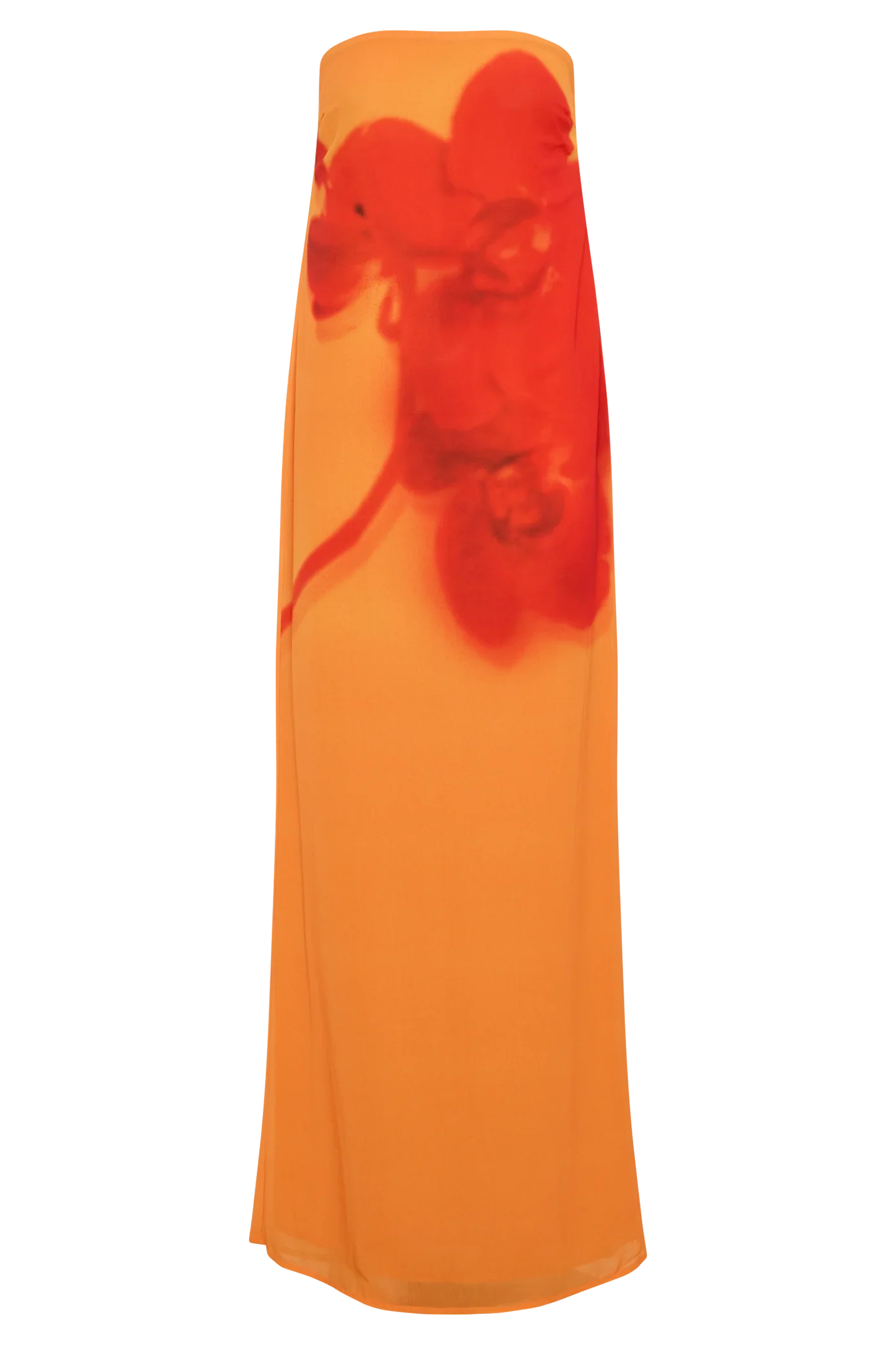 Amaya Strapless Chiffon Maxi Dress Koi Orchid Print