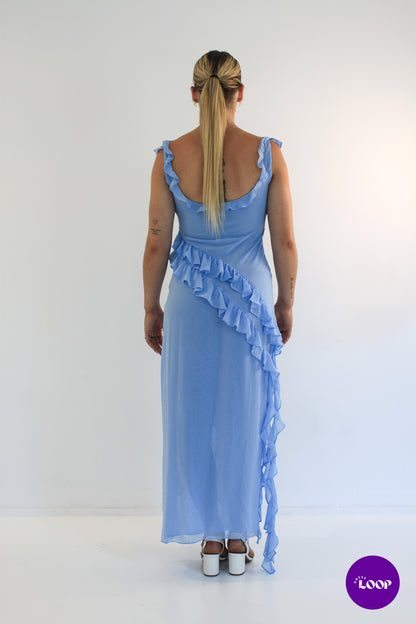 Ariela Soft Blue Ruffle Maxi Dress