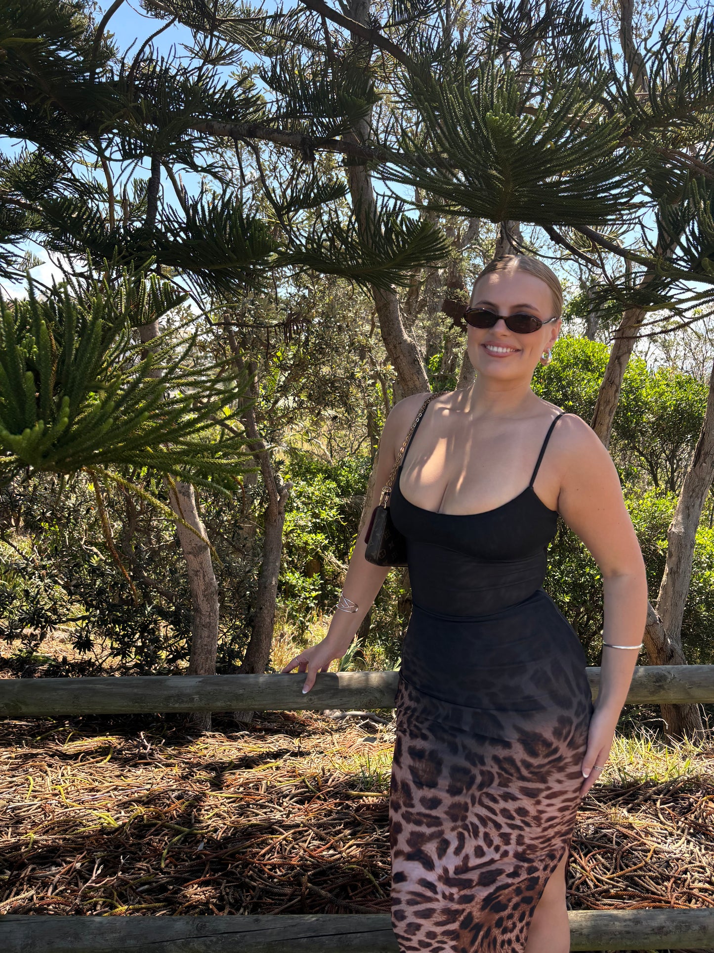 Blair Sculpting Midi Dress Ombre Leopard Print