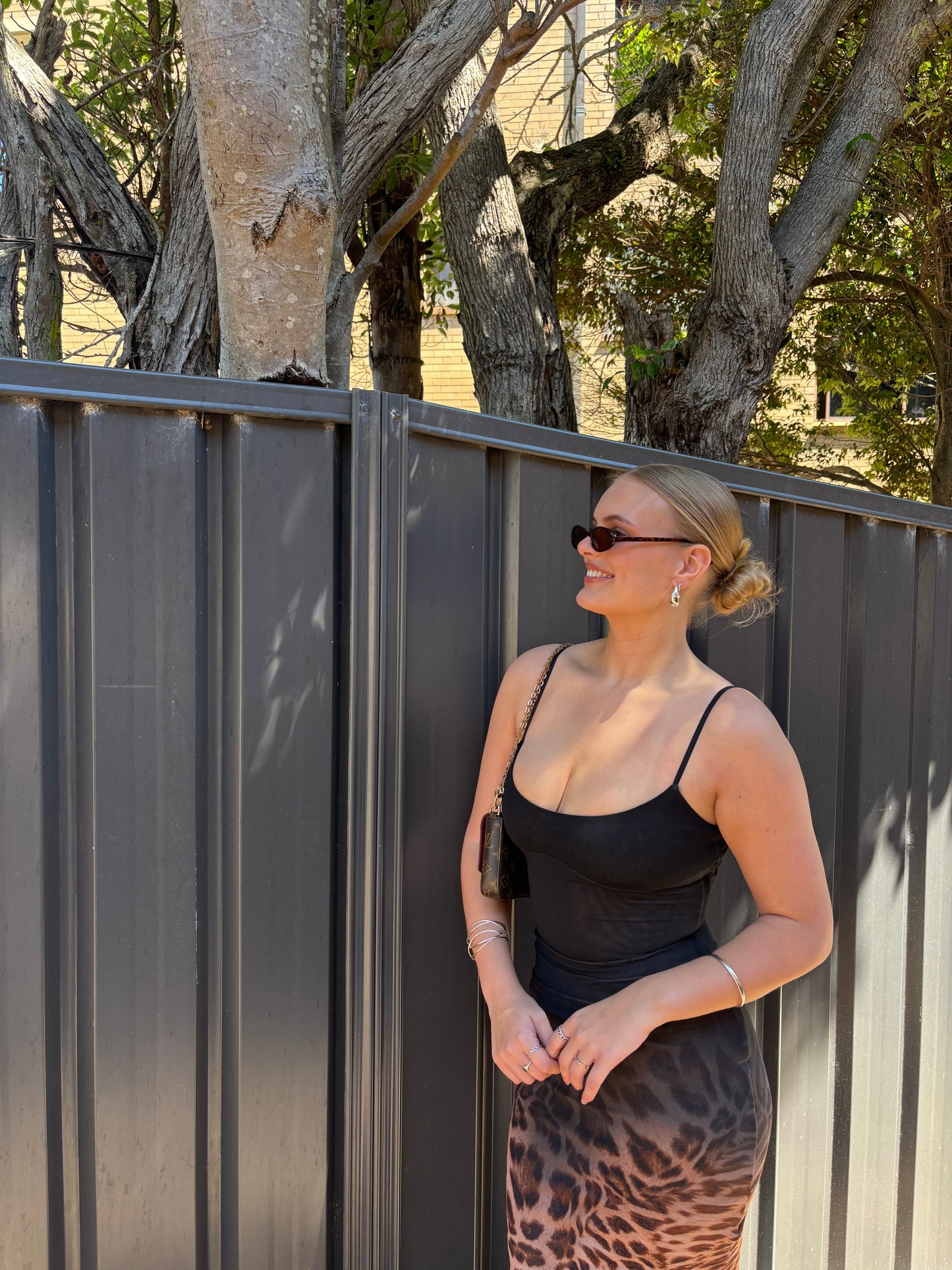 Blair Sculpting Midi Dress Ombre Leopard Print