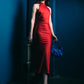 Ilaria Red Bow Halter Dress