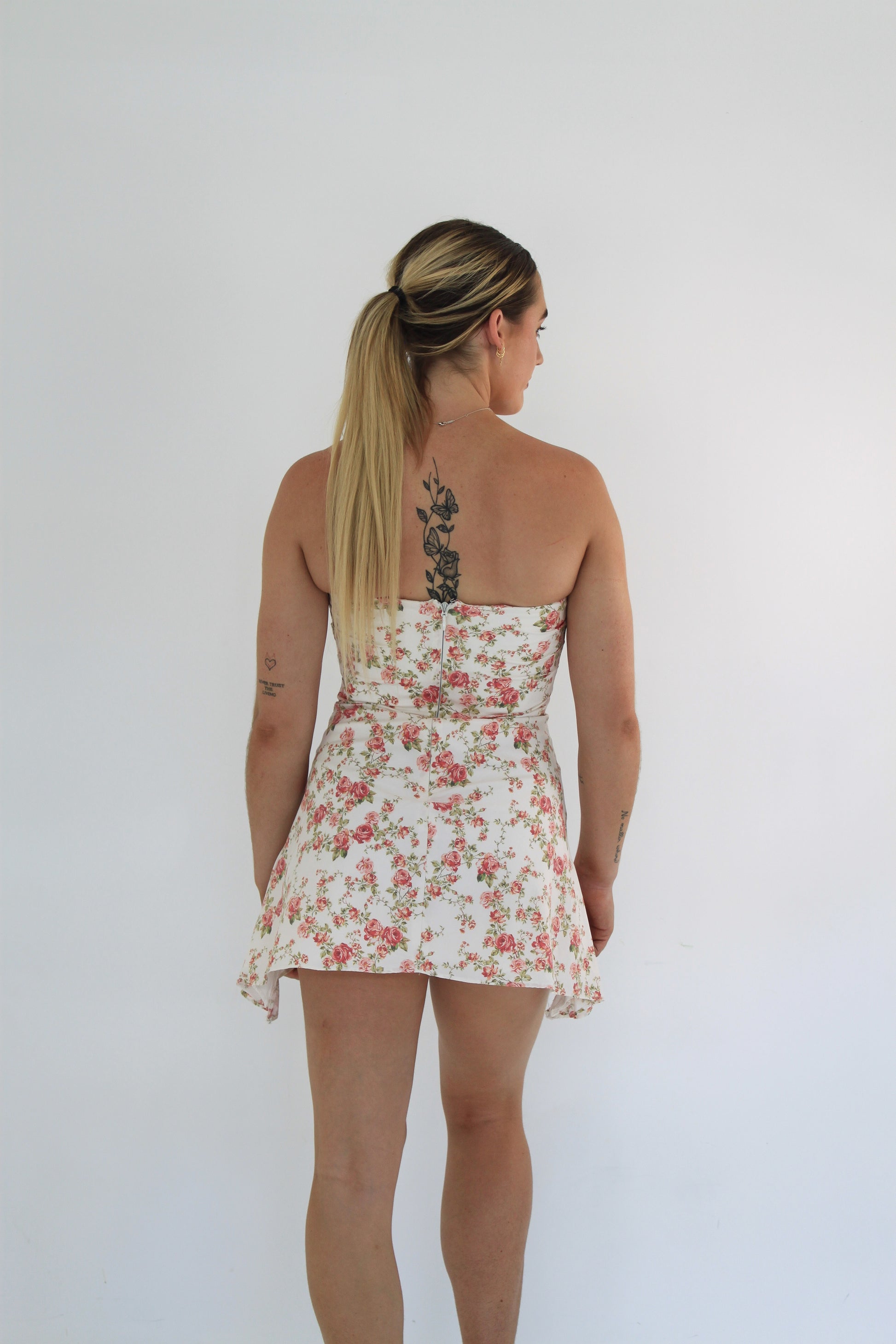 Jasmine Rose Print Draped Strapless Corset Dress Dress Loop Jasmine Rose Print Draped Strapless Corset Dress Dress Loop