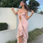 Dress Hire Australia [brand_name] Gabriella Soft Peach Ruffled Front Gown - Momentary Wardrobe 