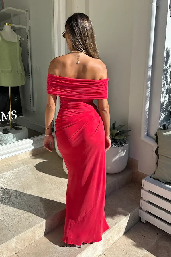 Nico Off Shoulder Maxi Dress - Watermelon