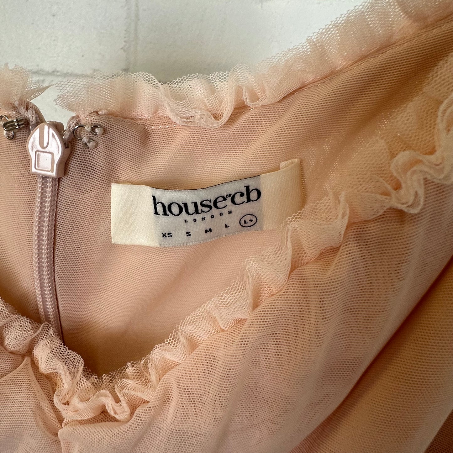 Gabriella Soft Peach Ruffled Front Gown