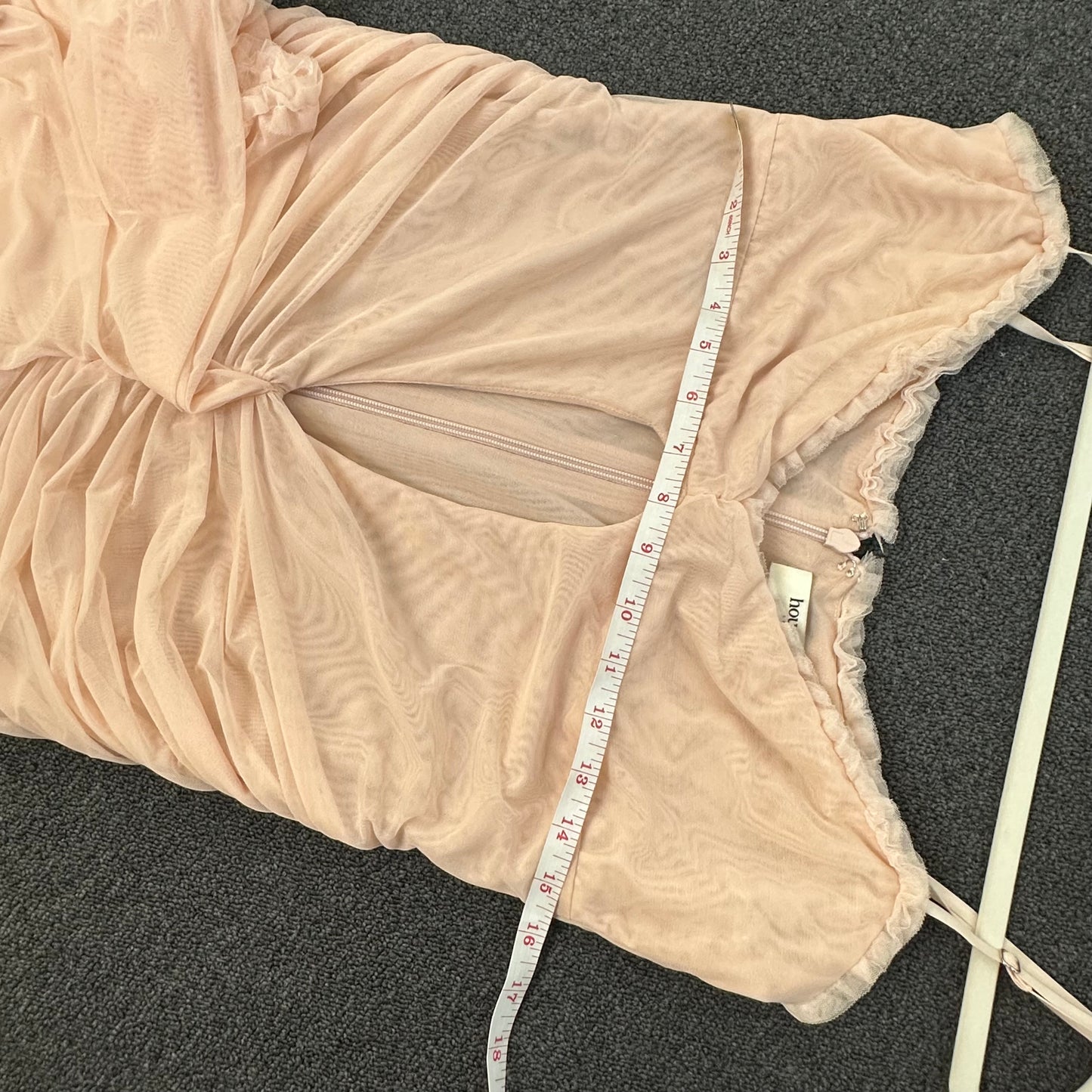 Gabriella Soft Peach Ruffled Front Gown