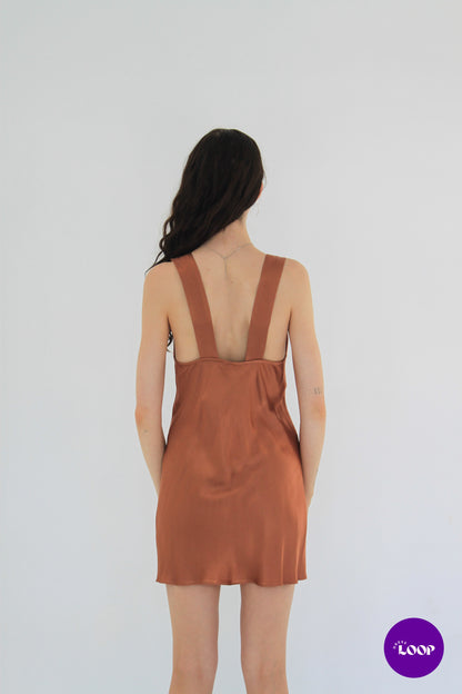 La Lune Plunged Slip Dress Copper