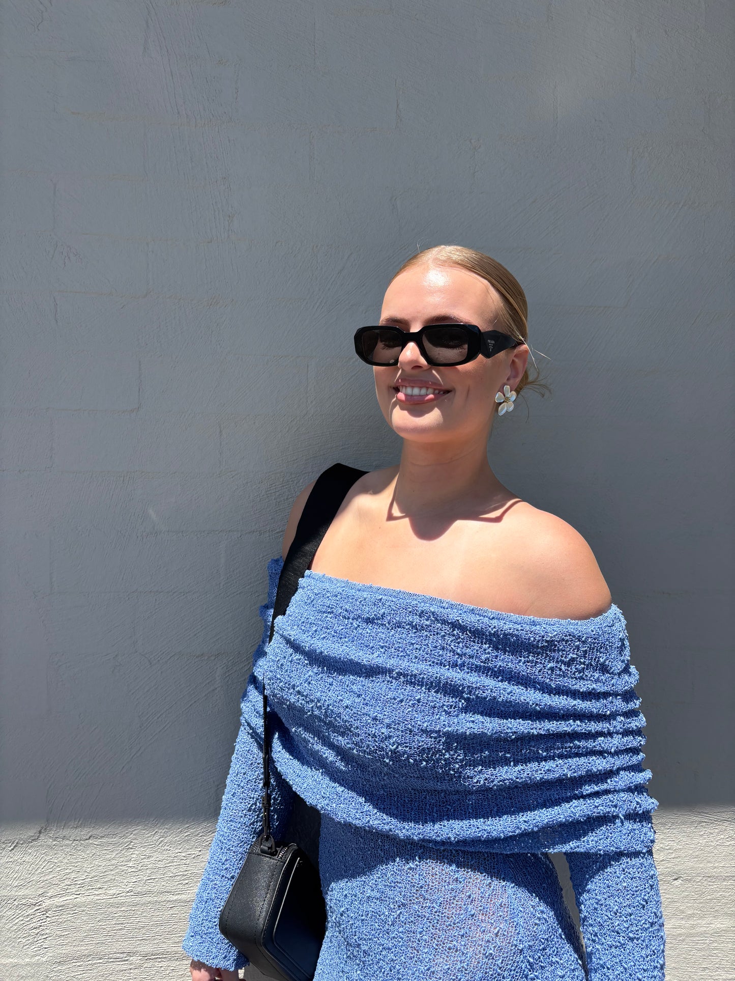 Marisol Off Shoulder Boucle Mini Dress - Periwinkle