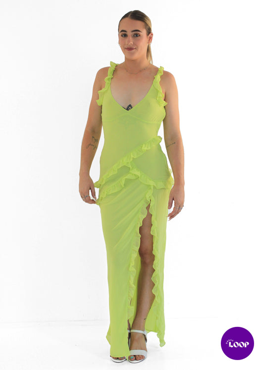 Pixie Lime Ruffle Maxi Dress