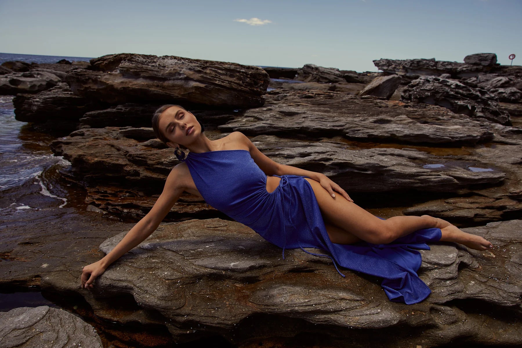 Dress Hire Australia [brand_name] Nour Blue Shimmer Dress - Momentary Wardrobe 