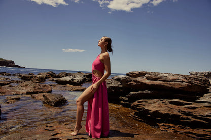Dress Hire Australia [brand_name] Nour Pink Shimmer Dress - Momentary Wardrobe 