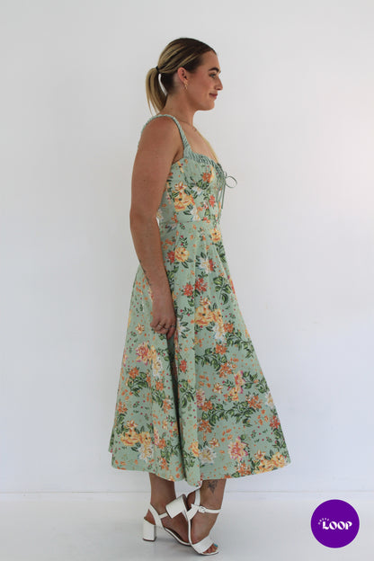 Sabrina Light Jade Print Bustier Sundress