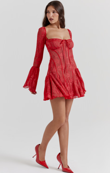 Analissa Scarlet Lace Corset Dress