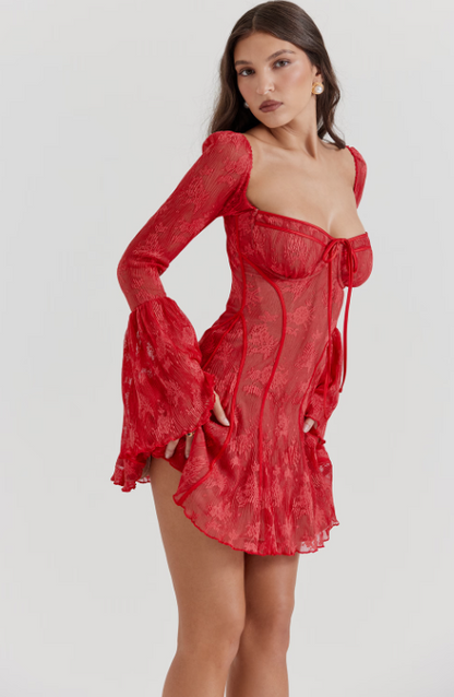 Analissa Scarlet Lace Corset Dress