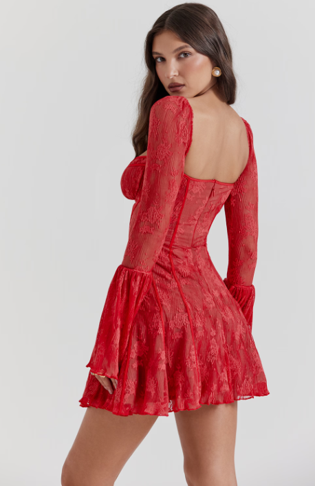 Analissa Scarlet Lace Corset Dress