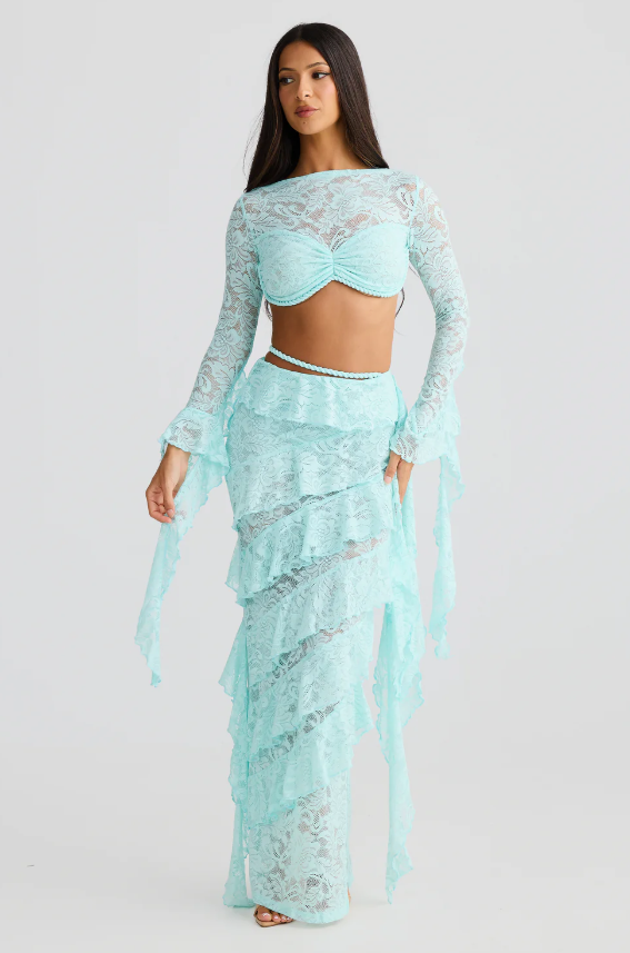 Dress Hire Australia [brand_name] CECILIA Top and JOA Skirt Set Aqua Size S - Momentary Wardrobe 