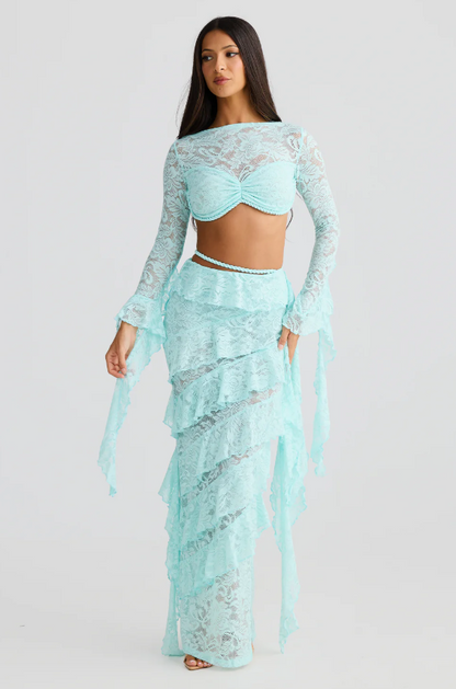 Dress Hire Australia [brand_name] CECILIA Top and JOA Skirt Set Aqua Size S - Momentary Wardrobe 