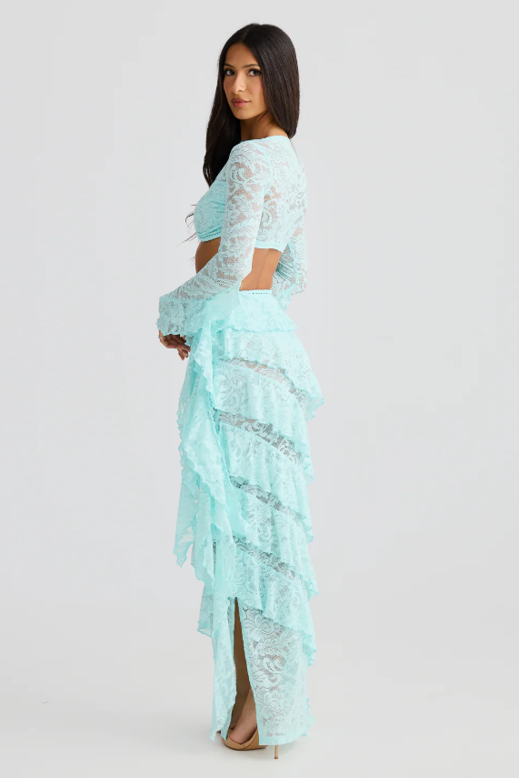 Dress Hire Australia [brand_name] CECILIA Top and JOA Skirt Set Aqua Size S - Momentary Wardrobe 