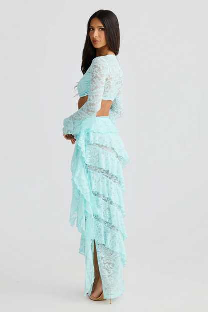 Dress Hire Australia [brand_name] CECILIA Top and JOA Skirt Set Aqua Size S - Momentary Wardrobe 