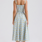 Carmen Soft Blue Vintage Floral Print Cotton Bustier Sundress