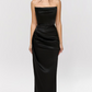 Adrienne Black Satin Strapless Corset Maxi
