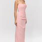 Adrienne Pink Quartz Georgette Strapless Gown