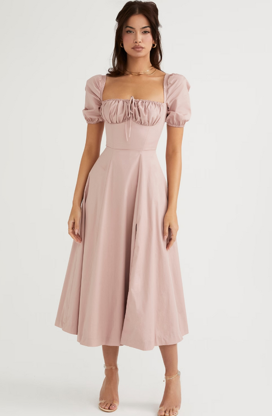 Dress Hire Australia [brand_name] Tallulah Blush Puff Sleeve Midi Dress - Dress Loop 