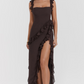 Ariela Espresso Ruffle Maxi Dress