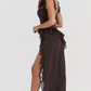 Ariela Espresso Ruffle Maxi Dress