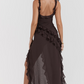 Ariela Espresso Ruffle Maxi Dress