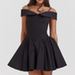 Elida Black Off Shoulder Mini Dress