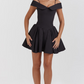 Elida Black Off Shoulder Mini Dress