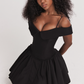 Elida Black Off Shoulder Mini Dress