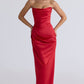 House of CB Adrienne Scarlet Satin Strapless Gown
