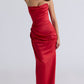 House of CB Adrienne Scarlet Satin Strapless Gown