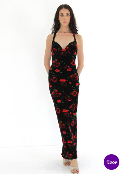 Vintage Romance Red Rose Dress
